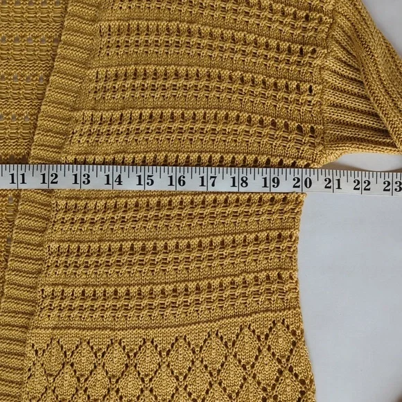 Marled Reunited Clothing Acrylic Longline Open Cardigan Sweater MEDIUM Yellow - Picture 14 of 15